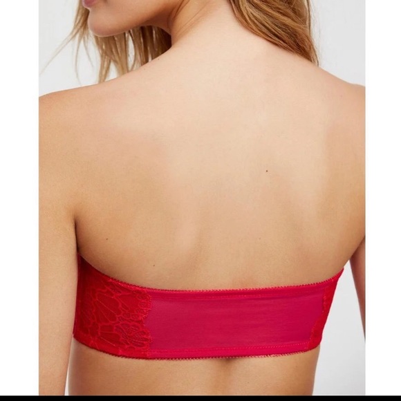 S 🔖 FREE PEOPLE Raspberry Red Pink Malinda Bandeau Bra OB762256A $28 - Picture 5 of 9